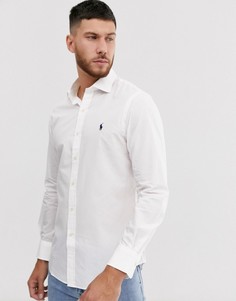 Белая приталенная рубашка из поплина с логотипом Polo Ralph Lauren-Белый