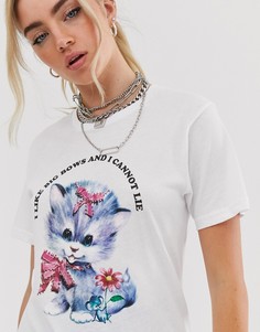 Футболка из органического хлопка с бантами New Girl Order-Серый