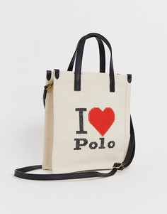 Парусиновая сумка с логотипом Polo Ralph Lauren I heart polo-Бежевый