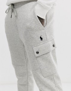 Суженные книзу серые джоггеры карго с кромкой манжетом и логотипом Polo Ralph Lauren-Серый