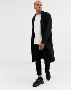 Черное легкое трикотажное oversize-пальто ASOS DESIGN-Черный