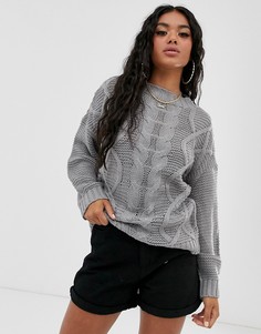 Джемпер крупной вязки с косами Missguided-Серый