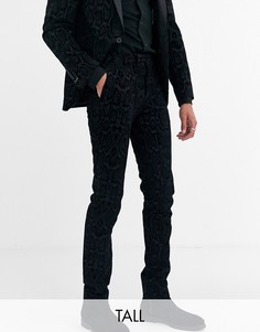 Серые супероблегающие брюки с флоковым рисунком змеиной кожи Twisted Tailor Tall-Серый