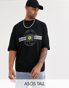 Oversize-футболка с принтом ASOS DESIGN Tall-Черный