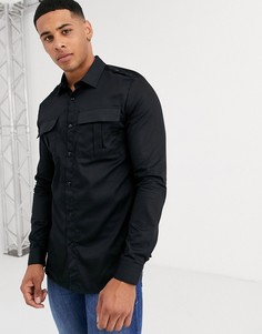 Черная рубашка в стиле милитари River Island-Черный