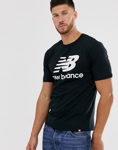 Черная футболка с большим логотипом New Balance-Серый