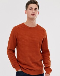 Оранжевый хлопковый фактурный джемпер с круглым вырезом Jack & Jones Premium
