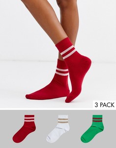 Новогодние носки до щиколотки ASOS DESIGN - Набор из 3 шт.-Мульти