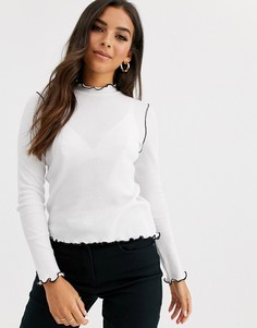 Белая водолазка с контрастными строчками ASOS DESIGN-Белый