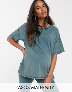 Футболка от комплекта с эффектом кислотной стирки ASOS DESIGN Maternity-Зеленый