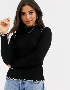 Черная водолазка с контрастными строчками ASOS DESIGN-Черный