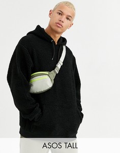 Oversize-худи черного цвета с искусственным мехом ASOS DESIGN Tall-Черный