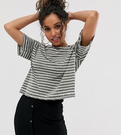 Футболка прямого кроя в полоску ASOS DESIGN Petite-Зеленый