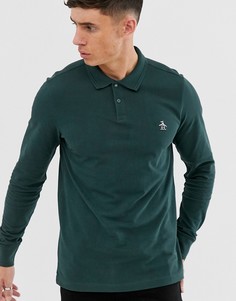 Зеленое поло с длинными рукавами с логотипом Original Penguin-Зеленый