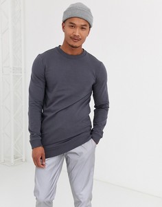 Черный длинный свитшот ASOS DESIGN-Серый