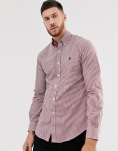 Приталенная эластичная красная рубашка из поплина в клетку с логотипом Polo Ralph Lauren-Красный