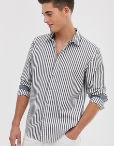 Серая зауженная футболка в вертикальную полоску Esprit-Черный