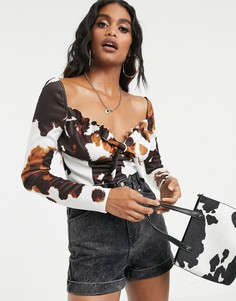 Топ с коровьим принтом Missguided-Мульти