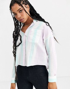 Свободная рубашка в полоску пастельного оттенка Tommy jeans-Фиолетовый
