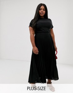 Черное платье макси с плиссировкой New Look Curve-Черный