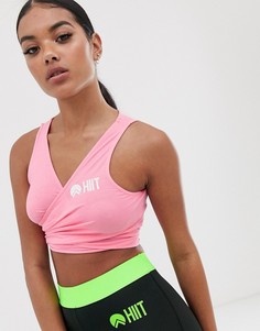 Розовый легкий топ с запахом HIIT-Черный