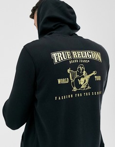 Черный худи с логотипом металлик True Religion buddah