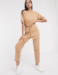 Комбинезон в рубчик с короткими рукавами и поясом ASOS DESIGN-Мульти