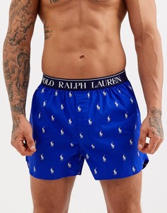 Темно-синие тканые боксеры узкого кроя с принтом логотипа Polo Ralph Lauren-Темно-синий