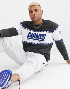 Свитшот с логотипом и принтом на рукавах NFL Giants-Серый