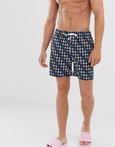Темно-синие шорты для плавания с принтом и логотипом Original Penguin-Красный