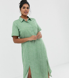 Платье миди в горошек Wednesdays Girl Curve-Зеленый