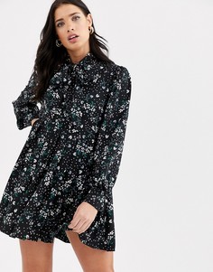 Платье миди со складками Fashion Union-Черный