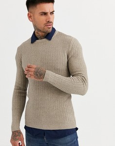 Светло-коричневый обтягивающий фактурный джемпер ASOS DESIGN