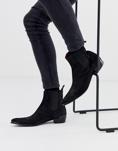 Черные замшевые ботинки челси с эффектом крокодиловой кожи Jeffery West Adamant-Черный