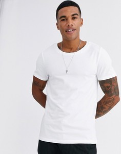 Белая обтягивающая футболка с овальным вырезом ASOS DESIGN-Белый
