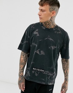 Черная oversize-футболка с принтом Religion-Черный
