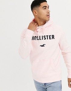 Розовый худи с логотипом Hollister