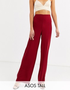 Брюки с широкими штанинами и завышенной талией ASOS DESIGN Tall-Красный
