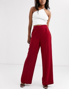 Брюки с широкими штанинами и завышенной талией ASOS DESIGN-Красный