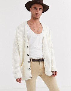 Oversize-кардиган кремового цвета ASOS DESIGN-Бежевый