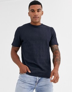 Темно-синяя жаккардовая футболка River Island-Темно-синий