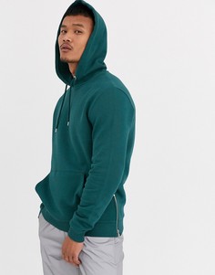 Худи сине-зеленого цвета с золотистыми молниями ASOS DESIGN-Зеленый