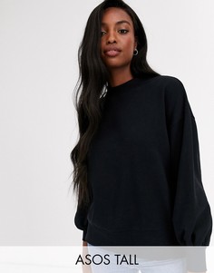 Черный свитшот с широкими рукавами ASOS DESIGN Tall