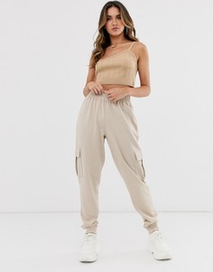 Нюдовые джоггеры в стиле милитари с карманами Missguided-Розовый
