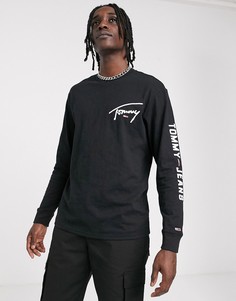 Черный лонгслив с логотипом Tommy Jeans