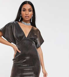 Платье мини металлик с рукавами \летучая мышь\" ASOS DESIGN Petite-Золотой