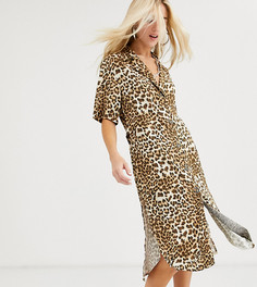 Свободное платье-рубашка миди с леопардовым принтом Reclaimed Vintage inspired-Мульти