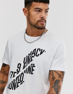 Белая длинная футболка с принтом Jack & Jones Core-Белый