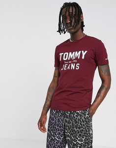Бордовая футболка с крупным логотипом Tommy Jeans-Красный