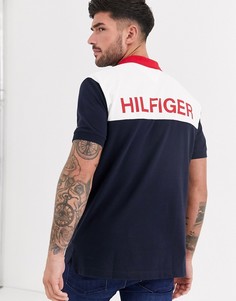 Футболка-поло в стиле колор блок Tommy Hilfiger-Синий